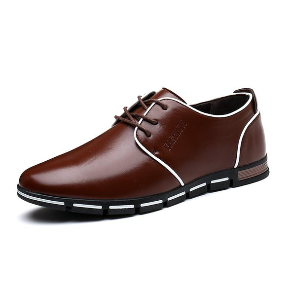 Shoes - Men's Casual Lace-Up Leather Flats Shoes