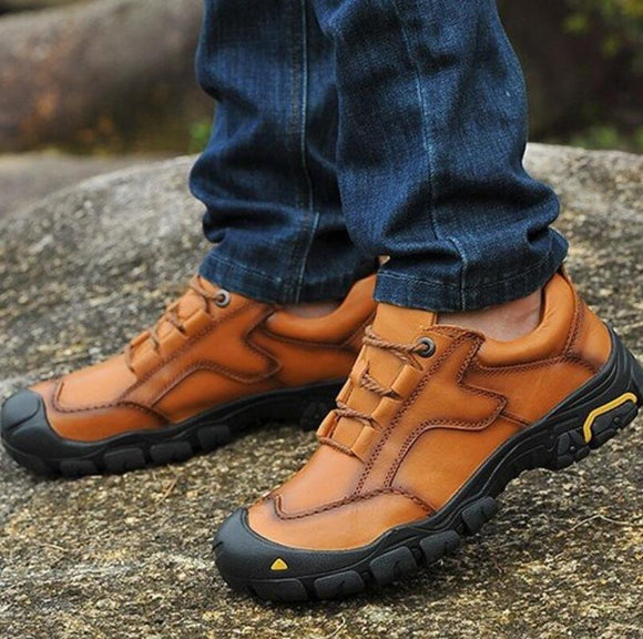 Men's Shoes - Cow Leather Casual Outdoor Waterproof Sports Shoes
