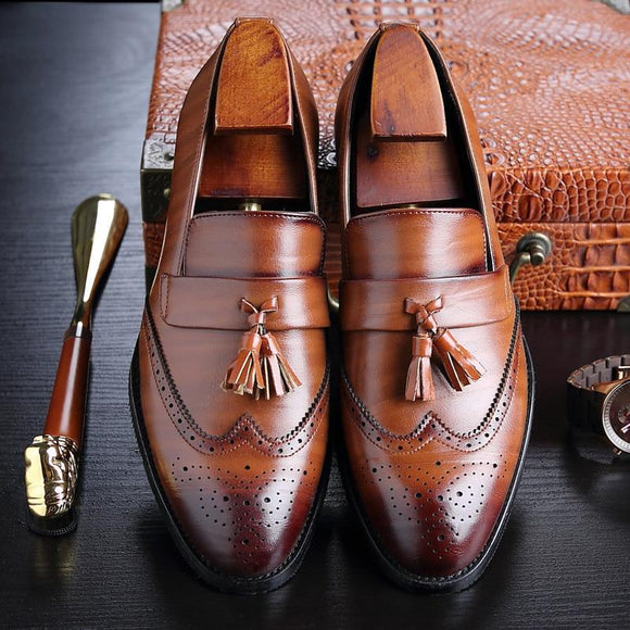 2019 Luxury Men Classic Brogue Leather Dress Shoes