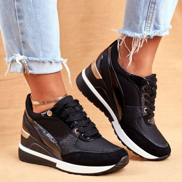 Lace-Up Comfort Casual Wedges Females Footwear