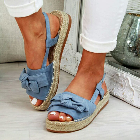 Jollmall Women Shoes - Casual Platform Buckle Strap Hemp Flock Sandals(Buy 2 Get 10% off, 3 Get 15% off Now)