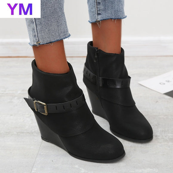 New Buckle Strap Decoration Ankle Boots