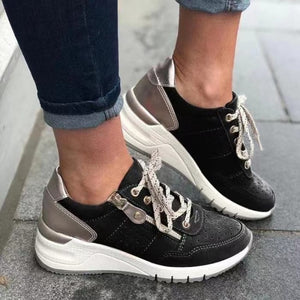 Round Toe Lace-up Side Zip Colorblock Sneakers