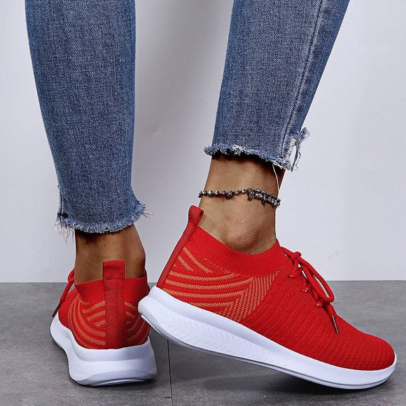 Non-slip Comfortable Casual Lace Up Ladies Sneakers