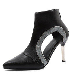 2019 Spring Women Hollow Pointed Toe Ankle Boots