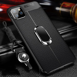 Jollmall Phone Case - Luxury Leather Magnetic Ring Bracket Back Cover For iPhone