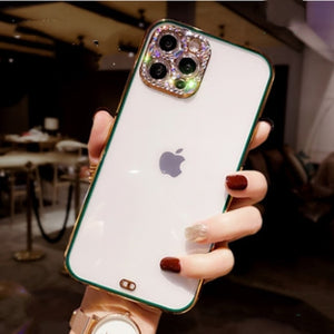 lens camera glitter diamond soft phone case for iphone series