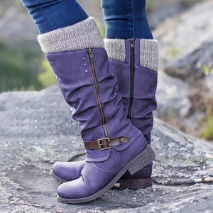 Winter Square Heel Long High Boots