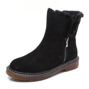 Women's Shoes - Women's Warm Plush Genuine Leather Ankle Boots