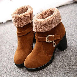 Women's  Slip-On Ankle Chunky Heel Suede Boots