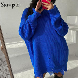Women Knitted Green O Neck Pullover