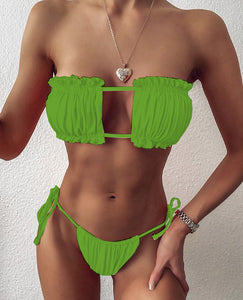 Sexy Bikini 2022 Pleated Bandeau Swimsuit