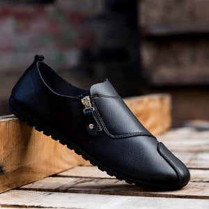 Mix Zipper Decoration Slip On Flat British Style Oxford Shoes For Men