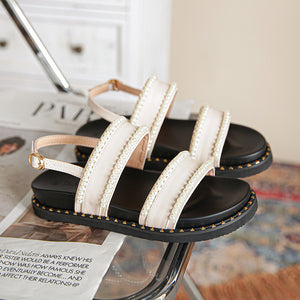 Luxury String Beading Rivets Platform Beach Sandals