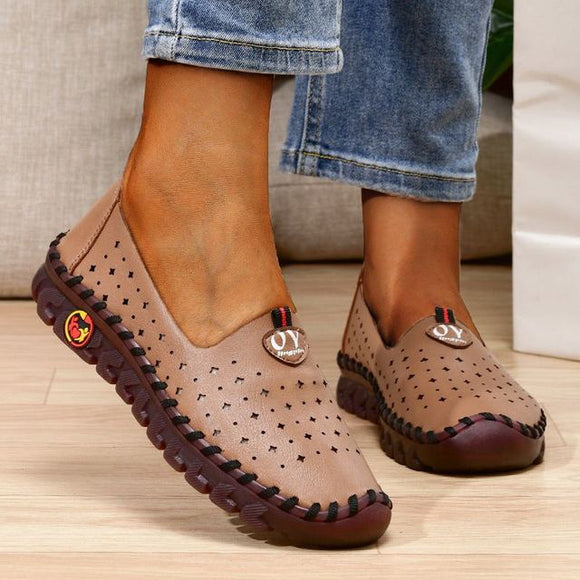 Casual Lace Up Leather Flat Slip-On Shoes