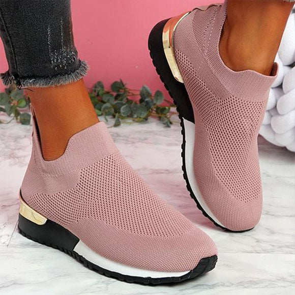 Ladies Solid Color Slip-On Sneakers