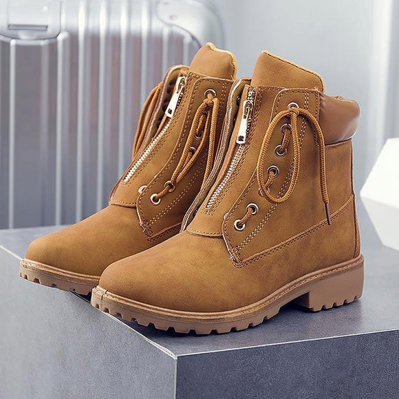 2018 Women New Lace-up Zipper Casual Boots
