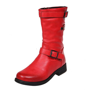 Flat-Bottomed Women's Leather Boots