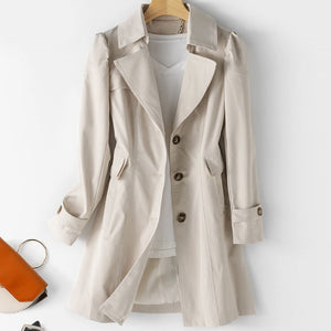 New Single-breasted Mid-Long Women Trench Coat