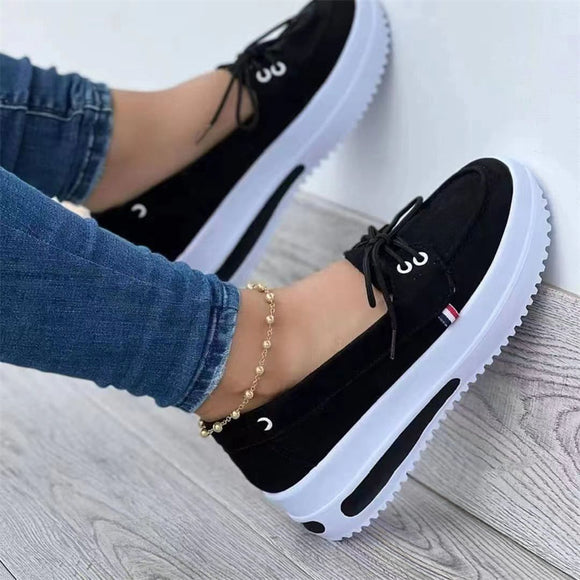 New Women Lace-up Thick Bottom Loafers Shoes