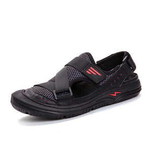 Jollmall Men Shoes - Toe Protection Genuine Leather Men's Sandals