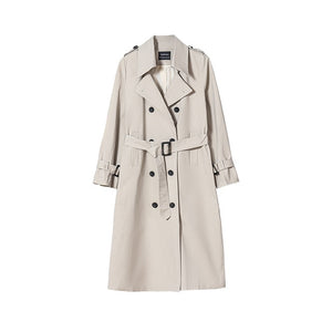 Women Double Breasted Slim Trench Coat