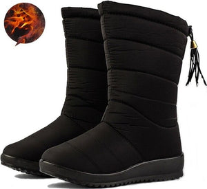 Mid-Calf Snow Boots Waterproof Tassel Shoes