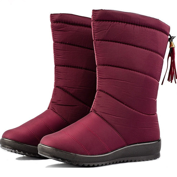 Mid-Calf Snow Boots Waterproof Tassel Shoes