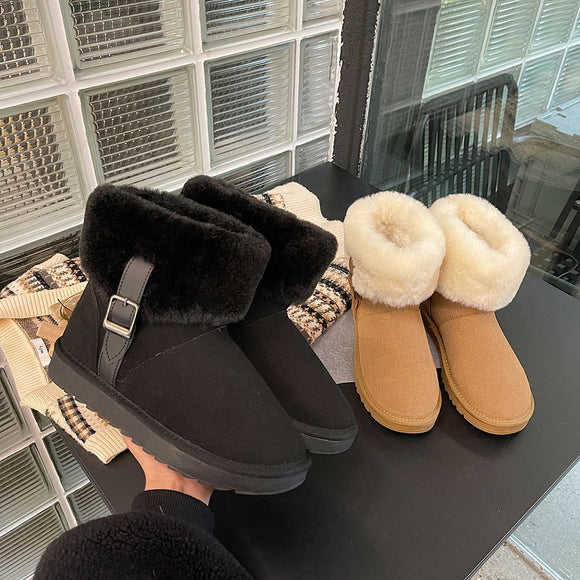 Super Warm Suede Leather Fashion Women Snow Boots