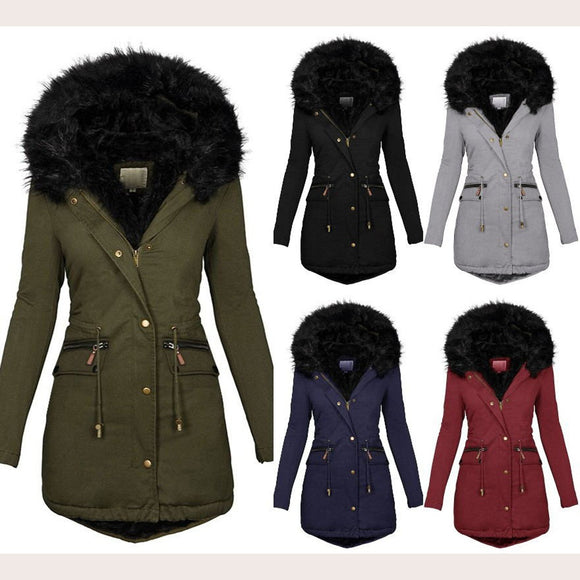 Casual Thick Warm Mid-Long Hooded Parkas Jackets