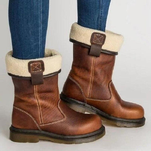 2019 Winter Women Vintage Leather Warm Boots