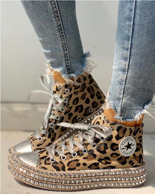 Women Leopard print Canvas Fashion Sneakers