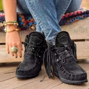 Retro Medieval Faux Suede Leather Tassel Short Boots