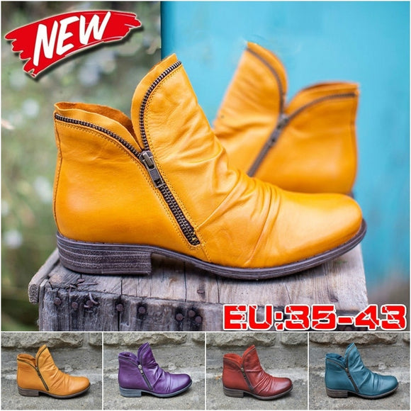 Spring Autumn Leather Boot Female Short Boots