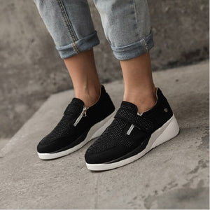 New Zipper Lace Up Comfortable Ladies Sneakers