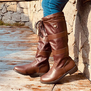 Soft Leather Women Lace Up Mid-calf Boots