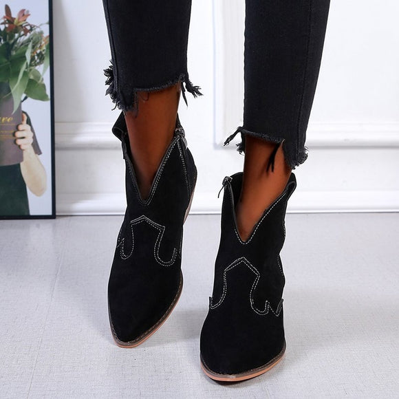 Women Mid Heel Pointed Toe Boots