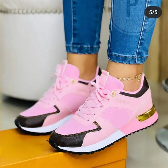 Women Fashion Mesh Patchwork Lace Up Outdoor Running Shoes