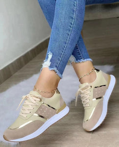 Outdoor Women Leather Patchwork Casual Sport Shoes