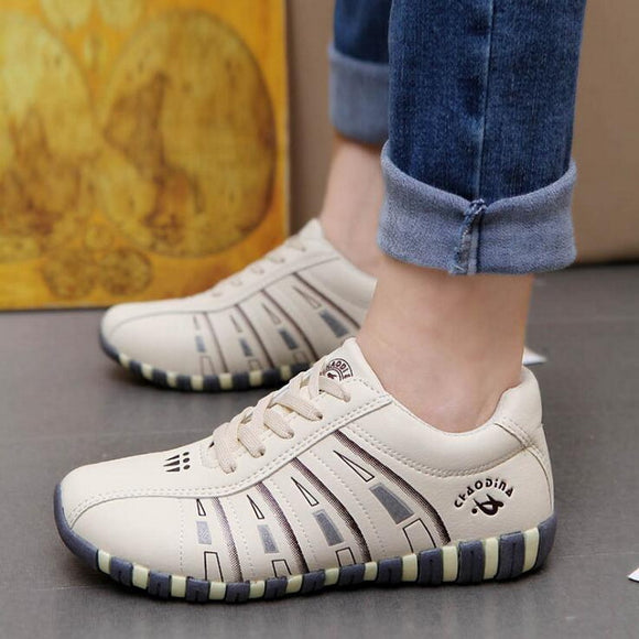 Woman Fashion Striped Lace Up Running Casual Shoes