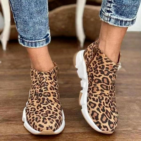 Fashion Mesh Leopard Solid Color Casual Ladies Vulcanized Shoes