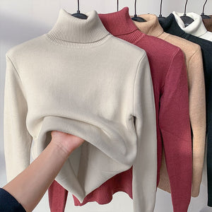 Autumn Winter Elegant Thick Warm Long Sleeve Knitted Pullover