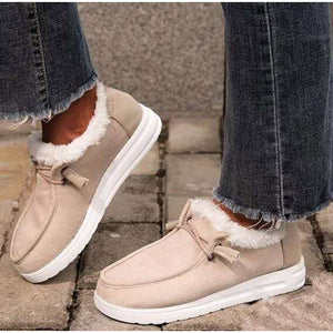 Short Plush Flats Female Solid Round Toe Casual Shoes