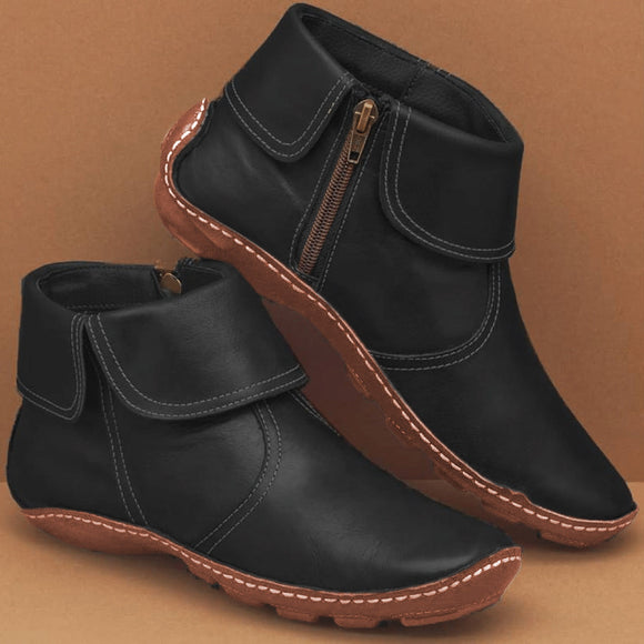 Leather Zip Up Ankle Boots Soft Shoes
