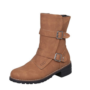 Women's Flat Bottom Leather Boots