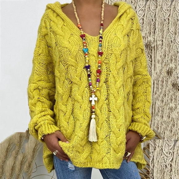 Fashion Ladies Solid Color Pullovers Hooded Loose Blouses