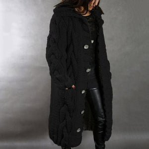 Autumn Cardians Sinle Breasted Puff Hooded Coat