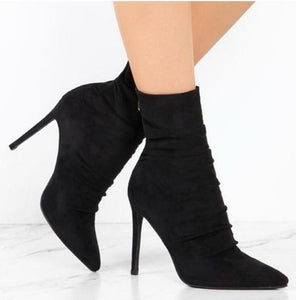 Women Shoes - 2019 High Quality Pointed Toe High Heel Sock ankle Boots