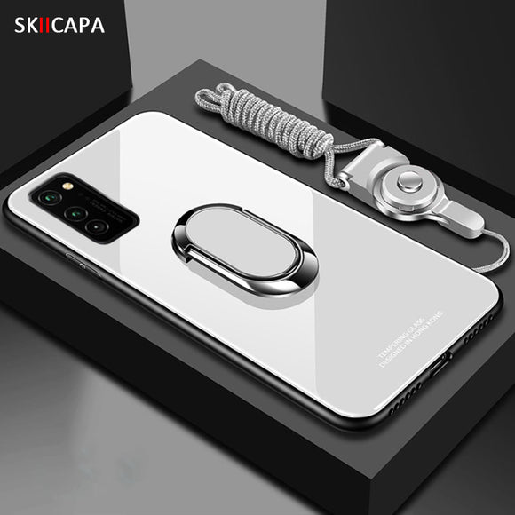 Jollmall Phone Case - Ultra Tempered Glass Cover with Ring Magnet Holder Cases for Samsung