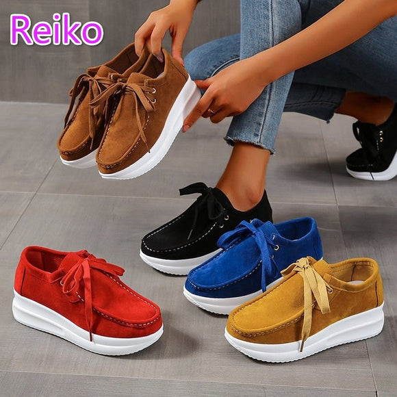 Fashion Front Lace-Up Wedge Heel Casual Shoes
